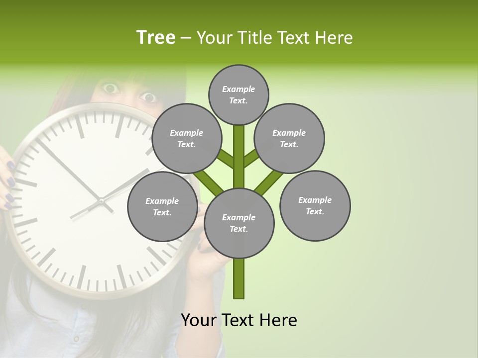 A Woman Holding A Large Clock Over Her Face PowerPoint Template