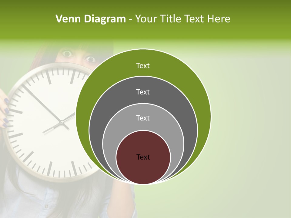 A Woman Holding A Large Clock Over Her Face PowerPoint Template