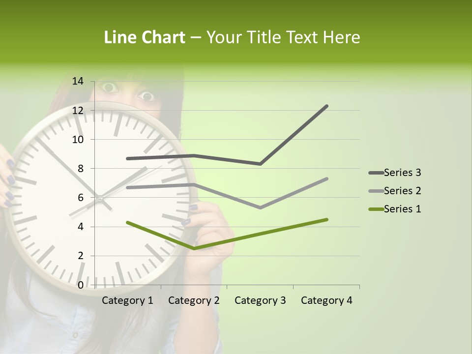 A Woman Holding A Large Clock Over Her Face PowerPoint Template