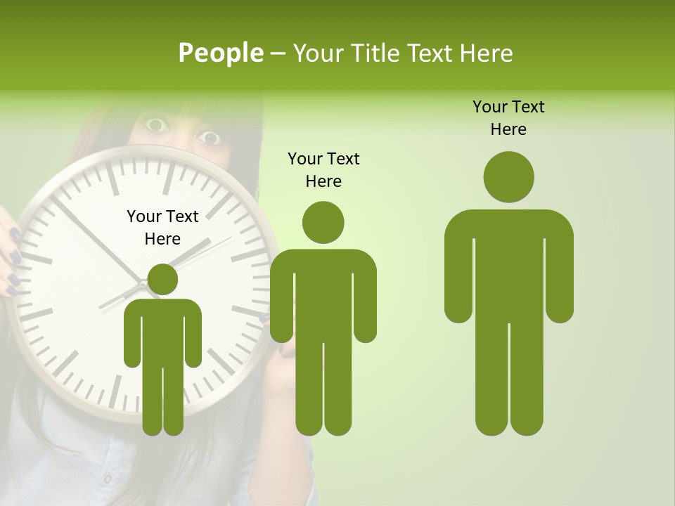 A Woman Holding A Large Clock Over Her Face PowerPoint Template