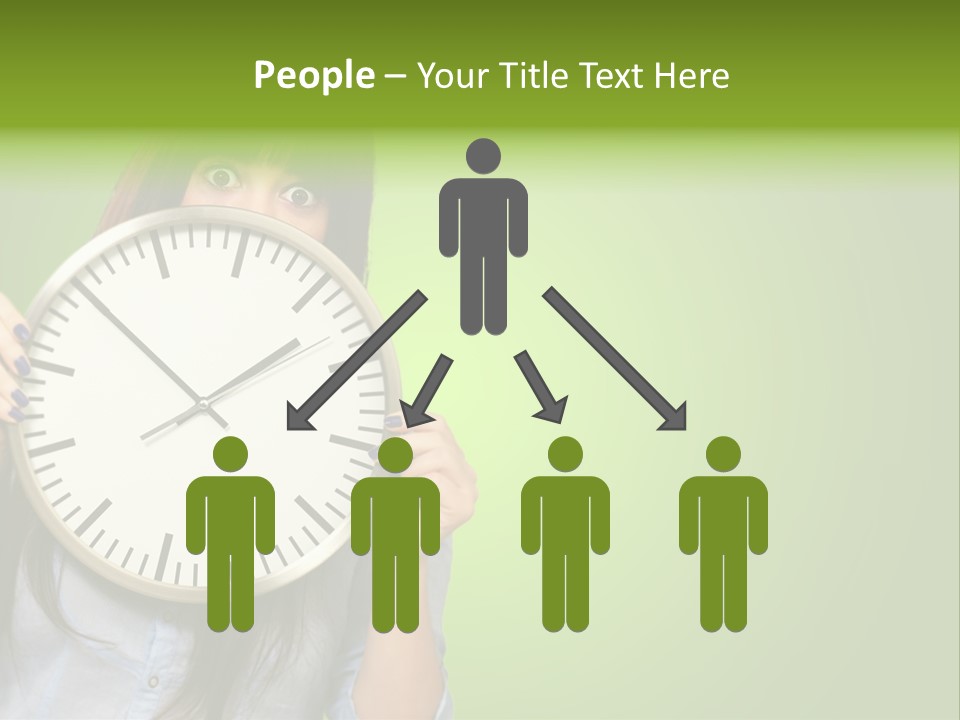 A Woman Holding A Large Clock Over Her Face PowerPoint Template