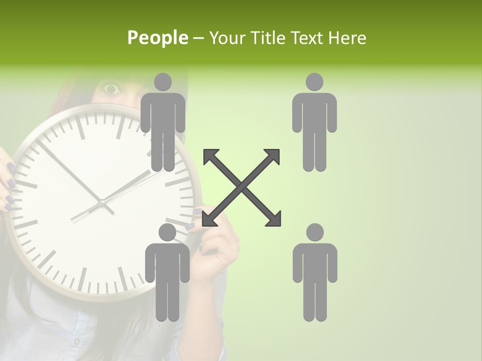 A Woman Holding A Large Clock Over Her Face PowerPoint Template