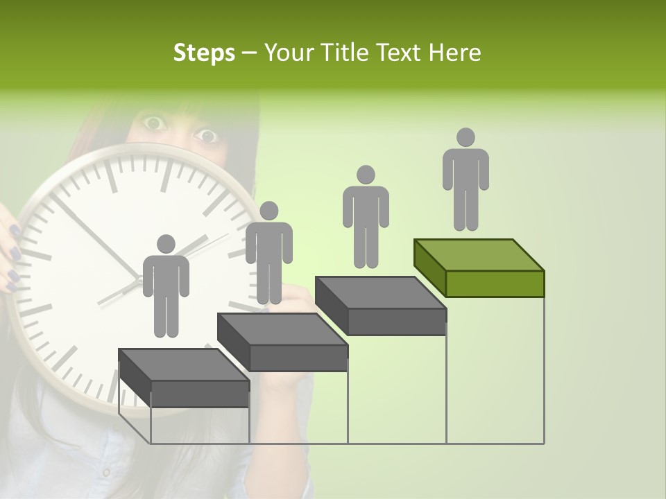 A Woman Holding A Large Clock Over Her Face PowerPoint Template