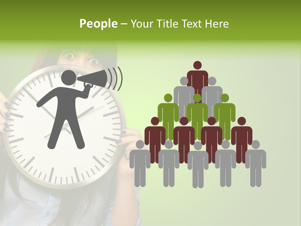 A Woman Holding A Large Clock Over Her Face PowerPoint Template