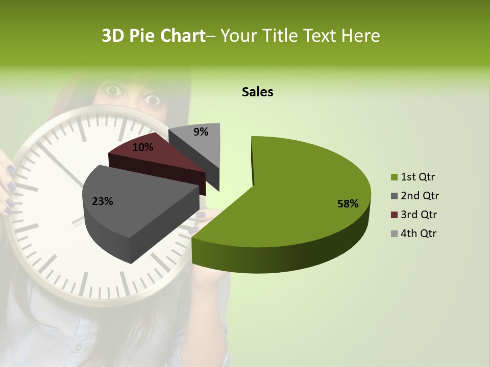 A Woman Holding A Large Clock Over Her Face PowerPoint Template