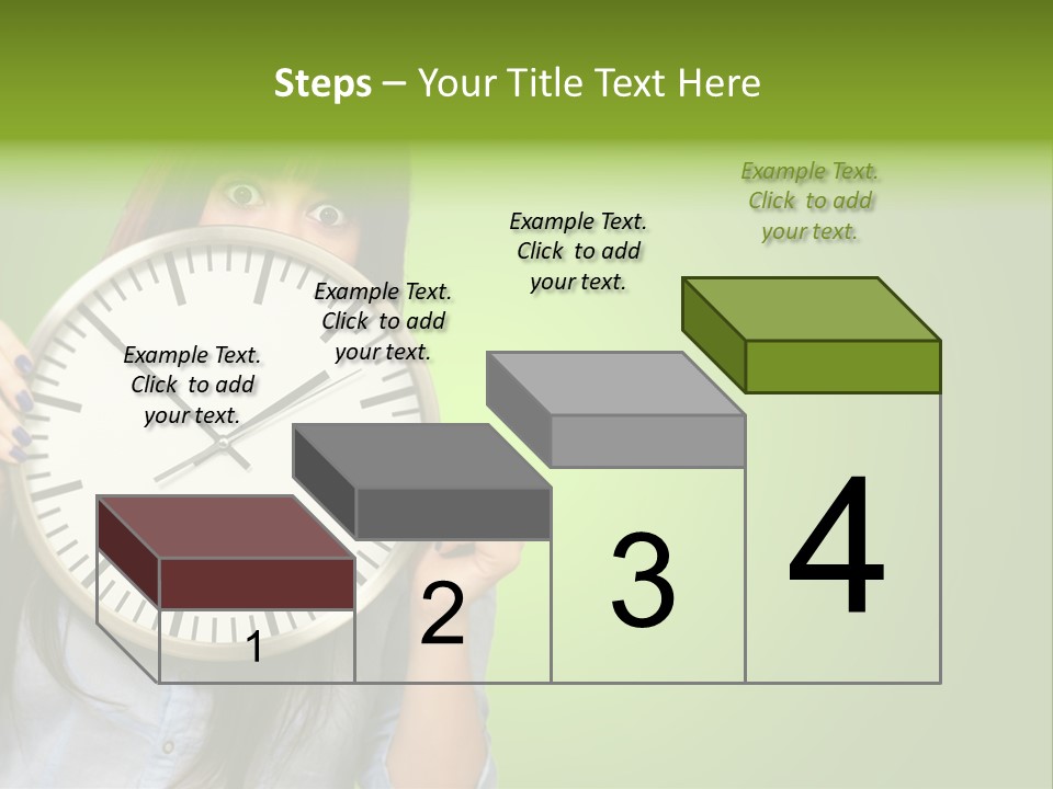 A Woman Holding A Large Clock Over Her Face PowerPoint Template