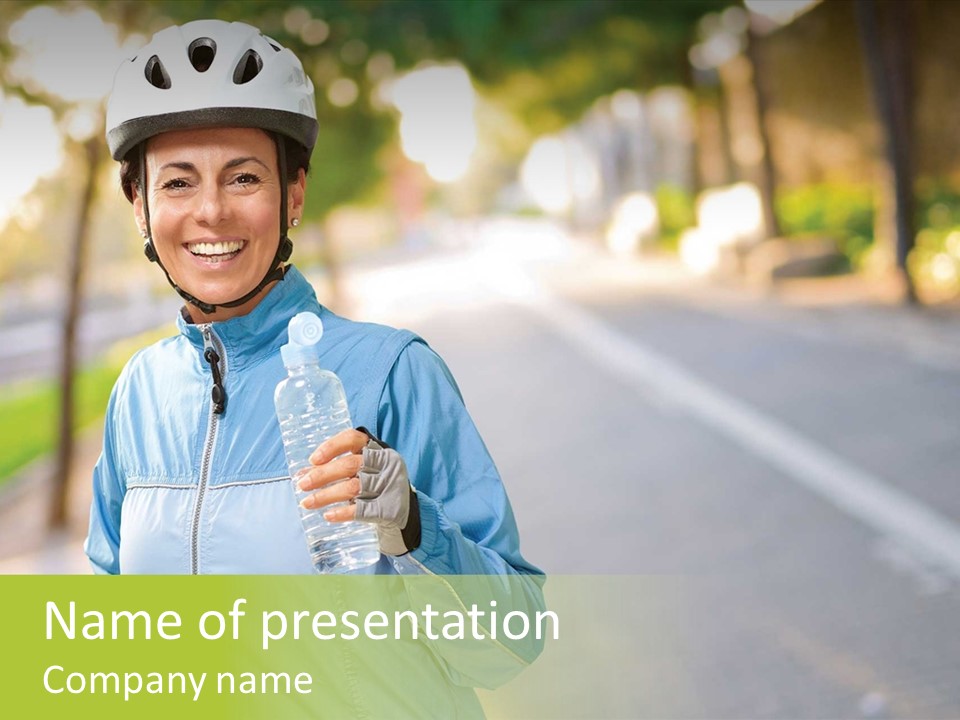 Helmet Happiness Stand PowerPoint Template