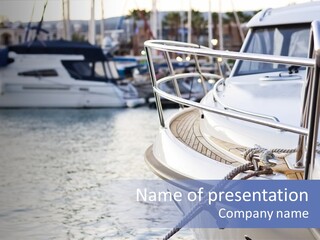 Luxury Yacht Anchored Marina PowerPoint Template