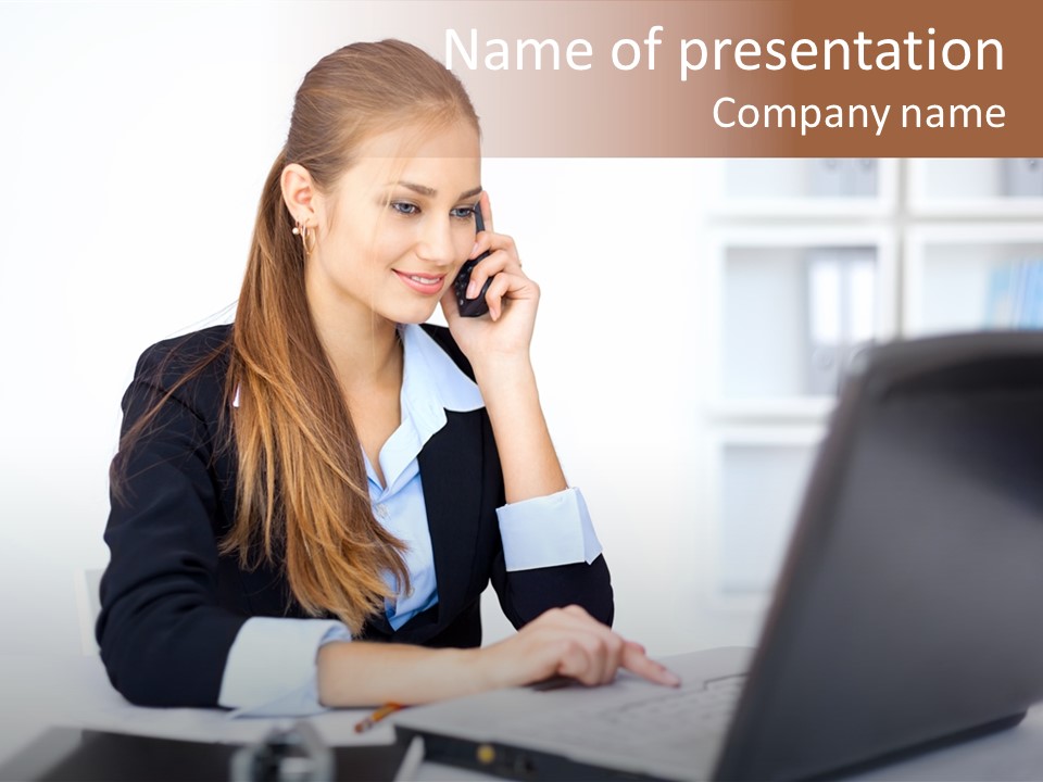 Professional Mobile Girl PowerPoint Template