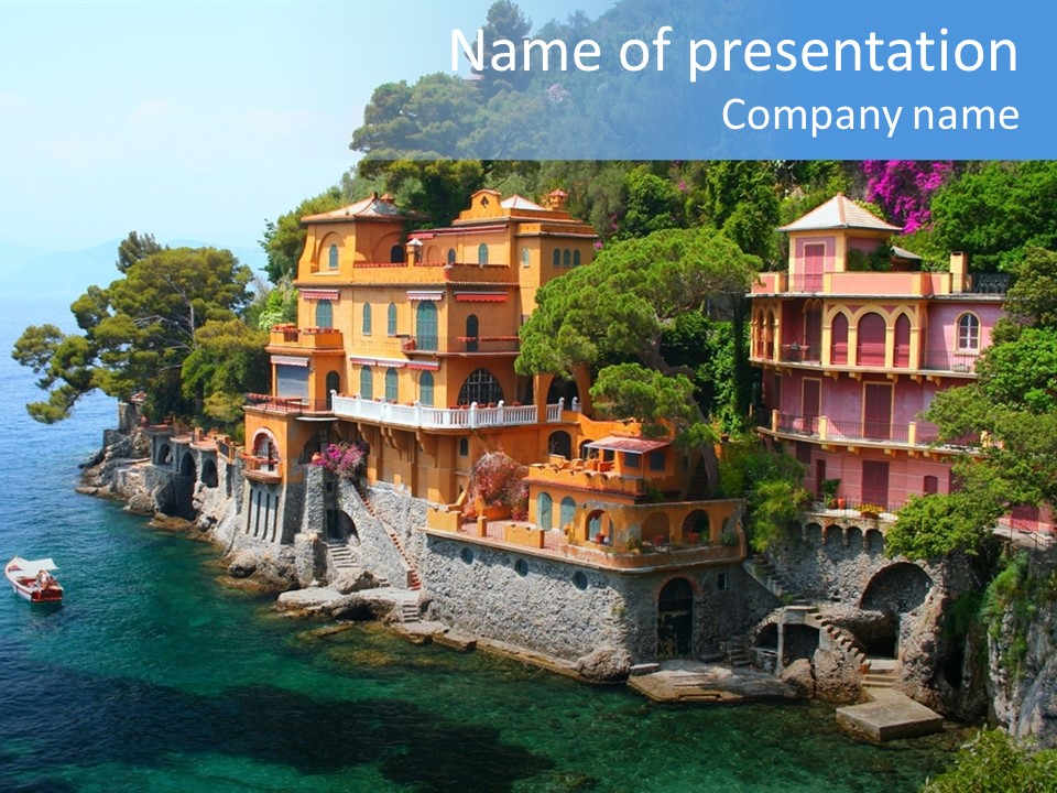 Vacation Beach House Tuscan Villa PowerPoint Template