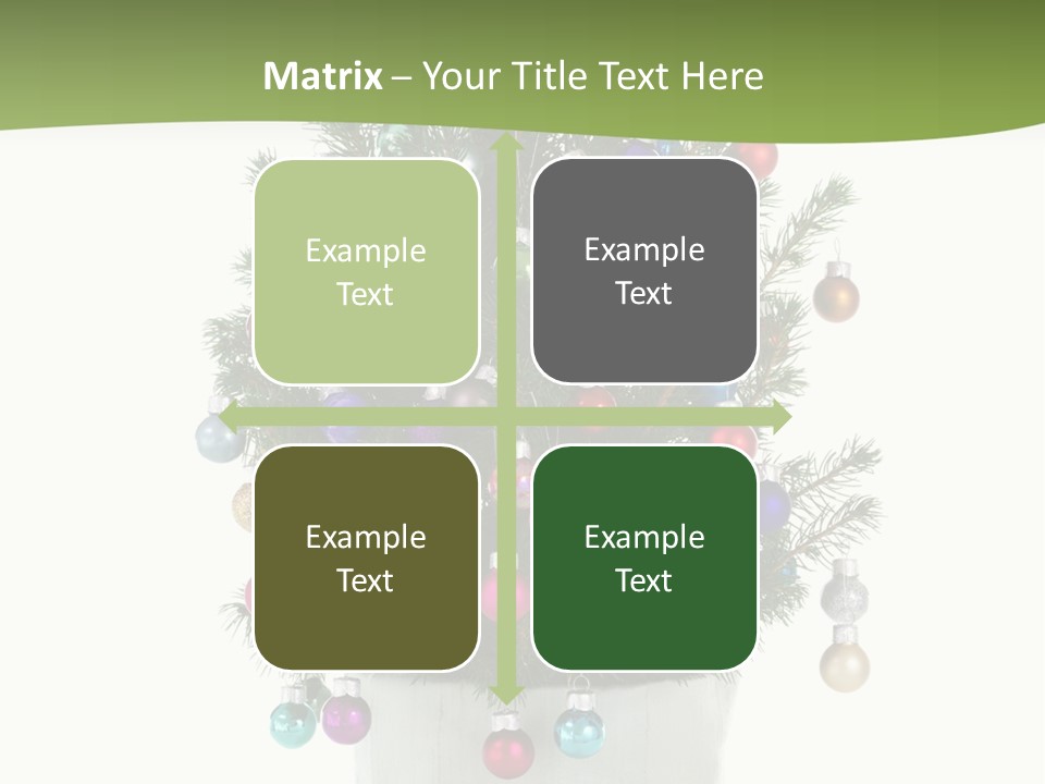 A Small Christmas Tree In A Pot With Ornaments On It PowerPoint Template