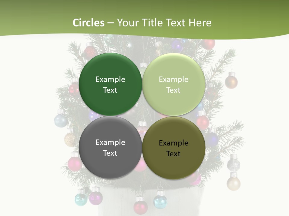 A Small Christmas Tree In A Pot With Ornaments On It PowerPoint Template