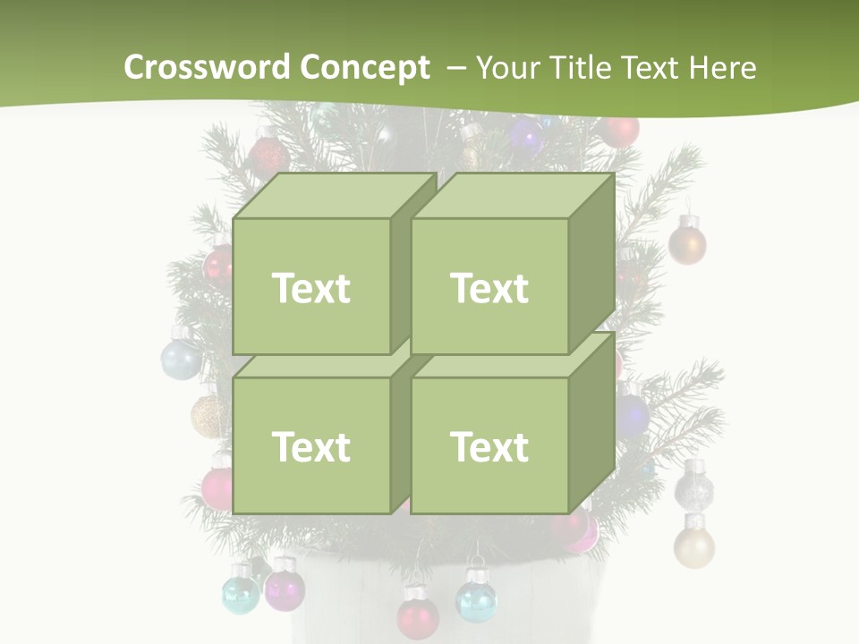 A Small Christmas Tree In A Pot With Ornaments On It PowerPoint Template