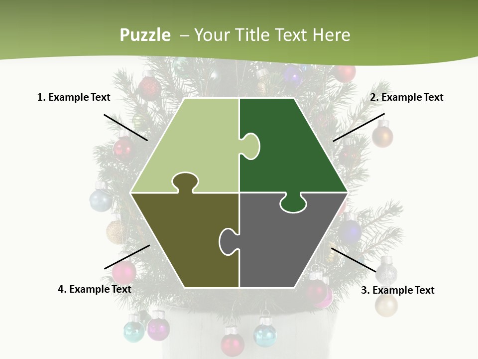 A Small Christmas Tree In A Pot With Ornaments On It PowerPoint Template