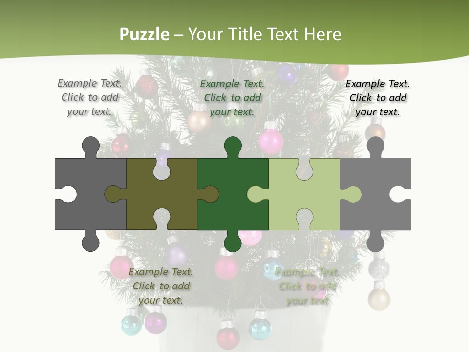 A Small Christmas Tree In A Pot With Ornaments On It PowerPoint Template