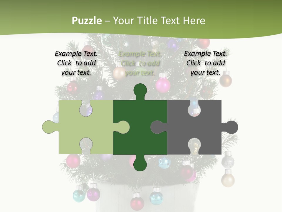 A Small Christmas Tree In A Pot With Ornaments On It PowerPoint Template