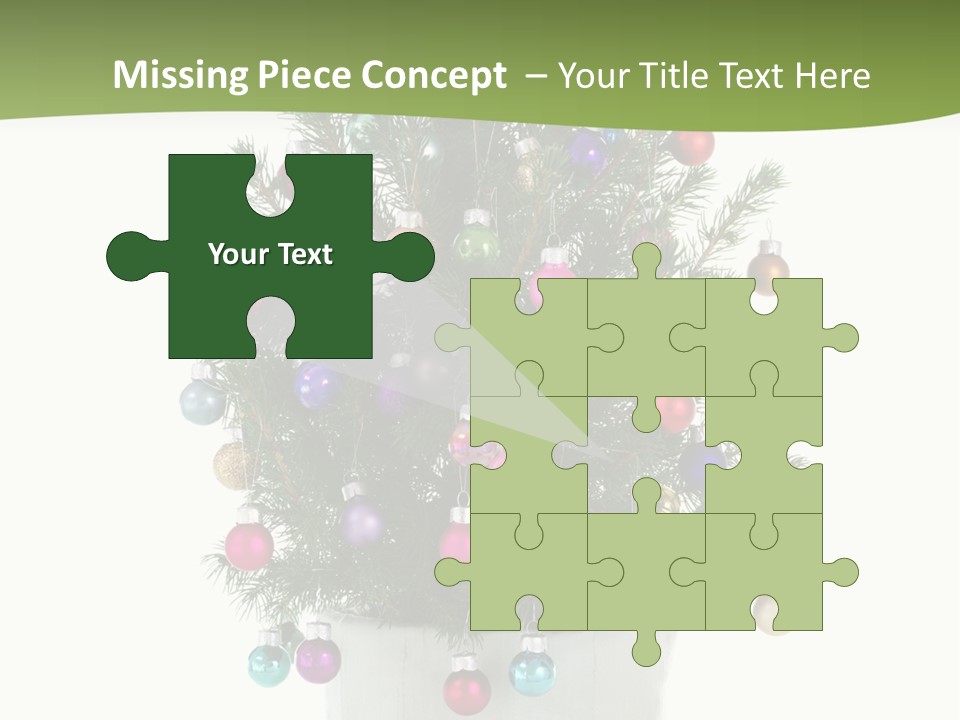 A Small Christmas Tree In A Pot With Ornaments On It PowerPoint Template