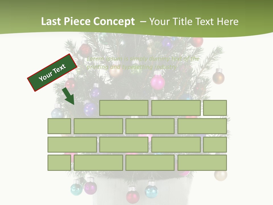 A Small Christmas Tree In A Pot With Ornaments On It PowerPoint Template