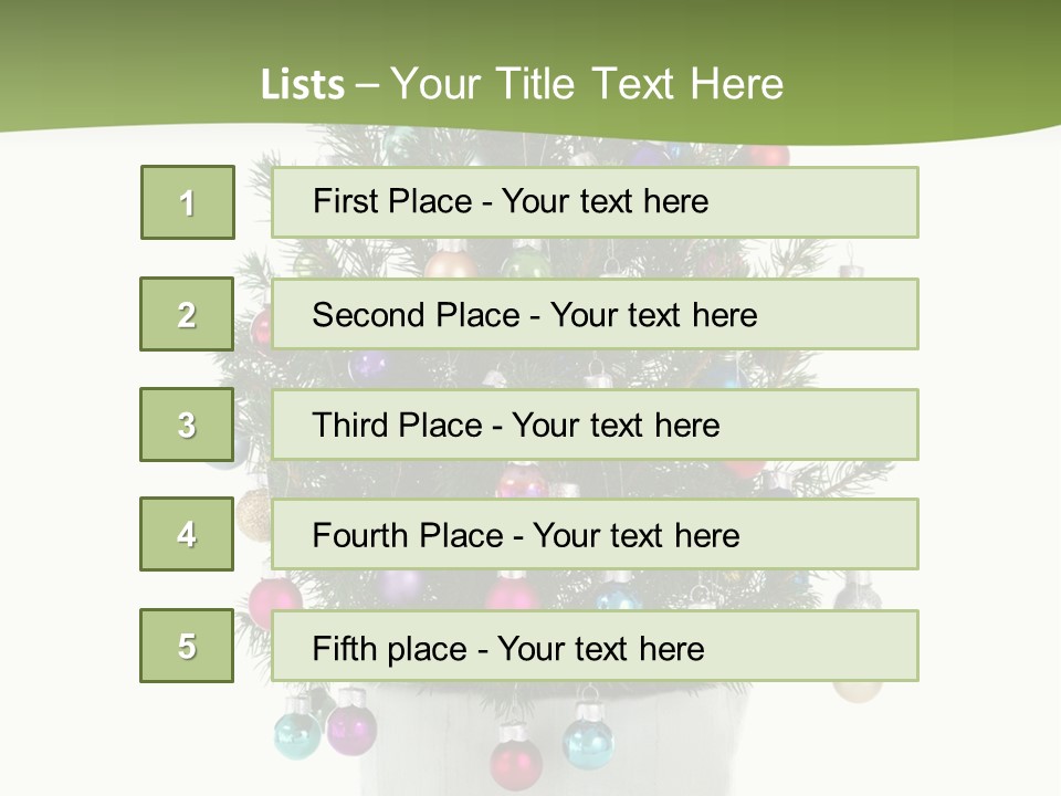 A Small Christmas Tree In A Pot With Ornaments On It PowerPoint Template