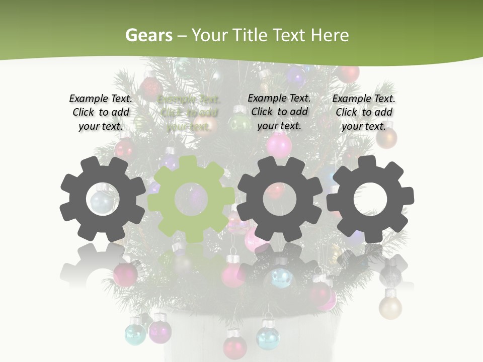 A Small Christmas Tree In A Pot With Ornaments On It PowerPoint Template