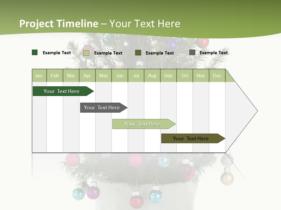 A Small Christmas Tree In A Pot With Ornaments On It PowerPoint Template