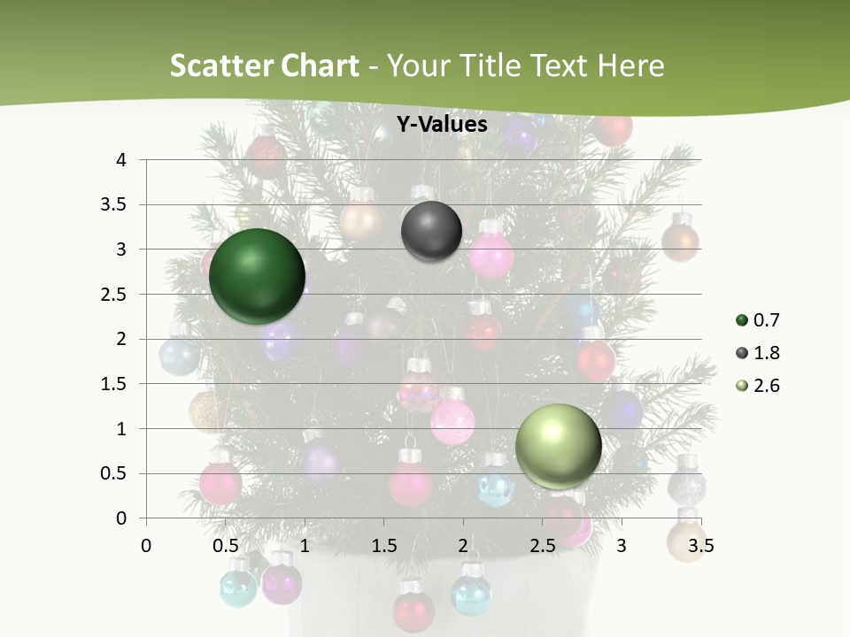 A Small Christmas Tree In A Pot With Ornaments On It PowerPoint Template