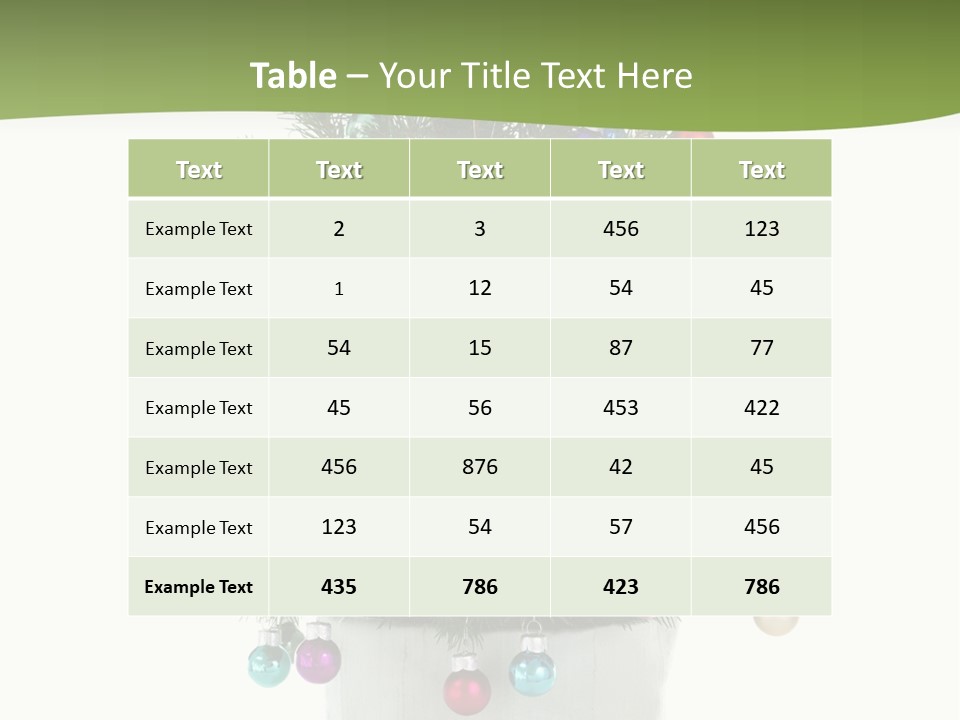 A Small Christmas Tree In A Pot With Ornaments On It PowerPoint Template