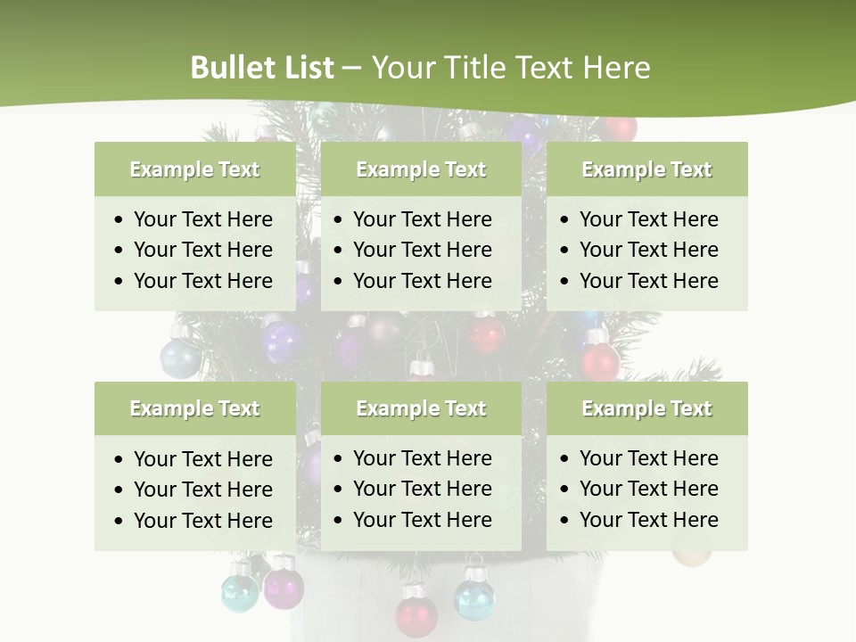 A Small Christmas Tree In A Pot With Ornaments On It PowerPoint Template