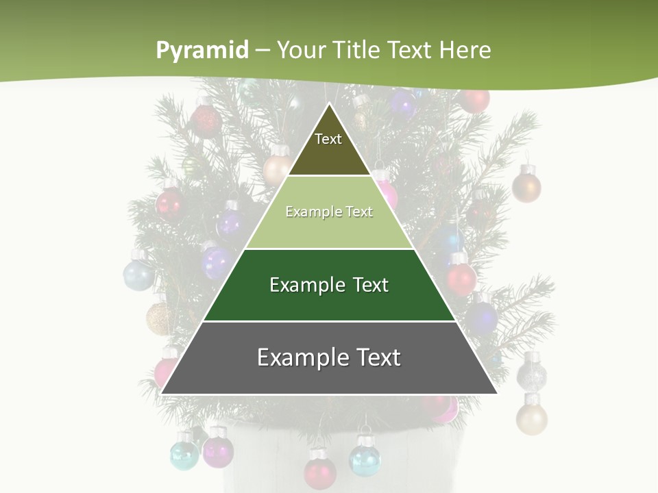 A Small Christmas Tree In A Pot With Ornaments On It PowerPoint Template