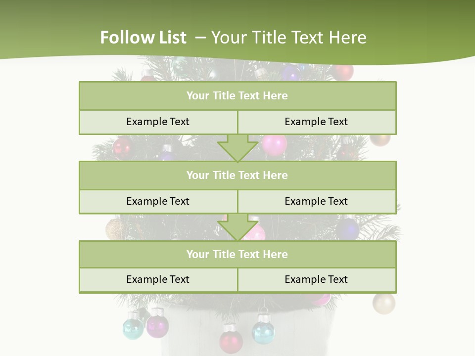 A Small Christmas Tree In A Pot With Ornaments On It PowerPoint Template