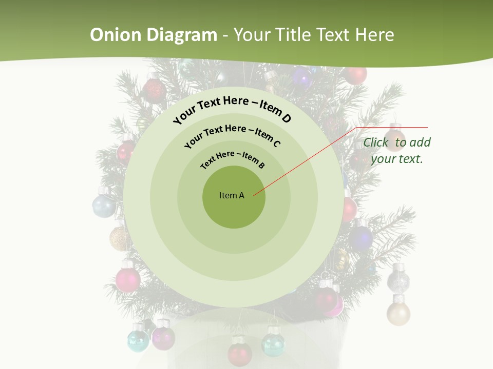 A Small Christmas Tree In A Pot With Ornaments On It PowerPoint Template