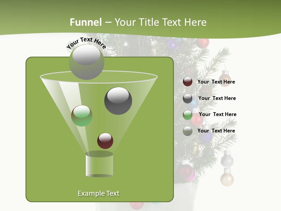 A Small Christmas Tree In A Pot With Ornaments On It PowerPoint Template