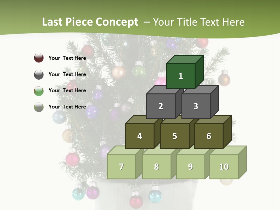 A Small Christmas Tree In A Pot With Ornaments On It PowerPoint Template