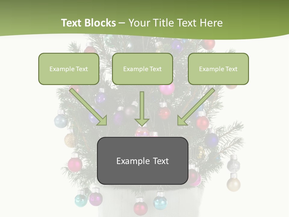 A Small Christmas Tree In A Pot With Ornaments On It PowerPoint Template