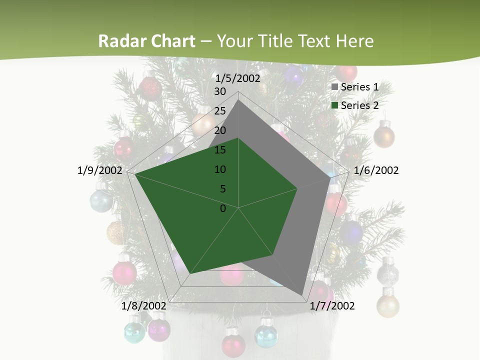 A Small Christmas Tree In A Pot With Ornaments On It PowerPoint Template