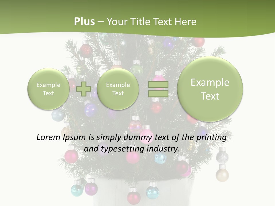 A Small Christmas Tree In A Pot With Ornaments On It PowerPoint Template