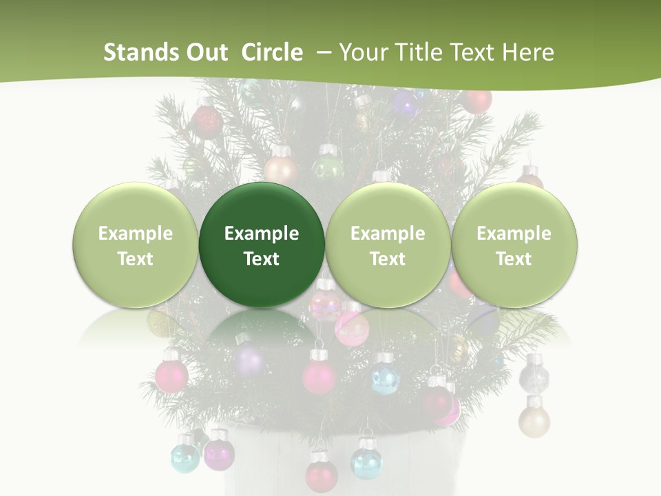 A Small Christmas Tree In A Pot With Ornaments On It PowerPoint Template