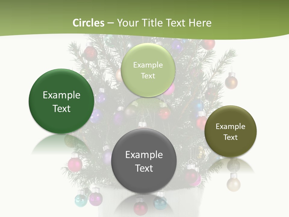 A Small Christmas Tree In A Pot With Ornaments On It PowerPoint Template