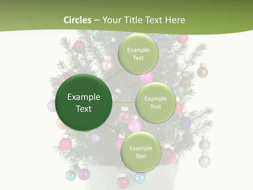 A Small Christmas Tree In A Pot With Ornaments On It PowerPoint Template