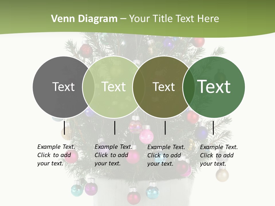 A Small Christmas Tree In A Pot With Ornaments On It PowerPoint Template
