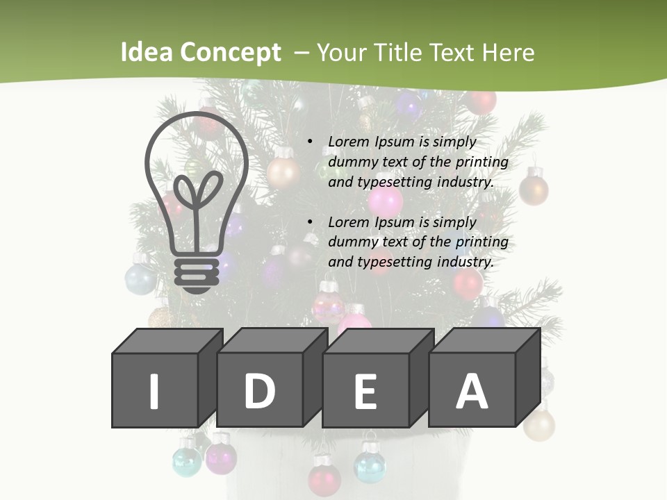 A Small Christmas Tree In A Pot With Ornaments On It PowerPoint Template