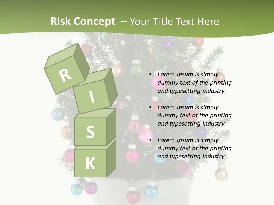 A Small Christmas Tree In A Pot With Ornaments On It PowerPoint Template