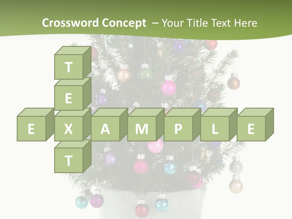 A Small Christmas Tree In A Pot With Ornaments On It PowerPoint Template