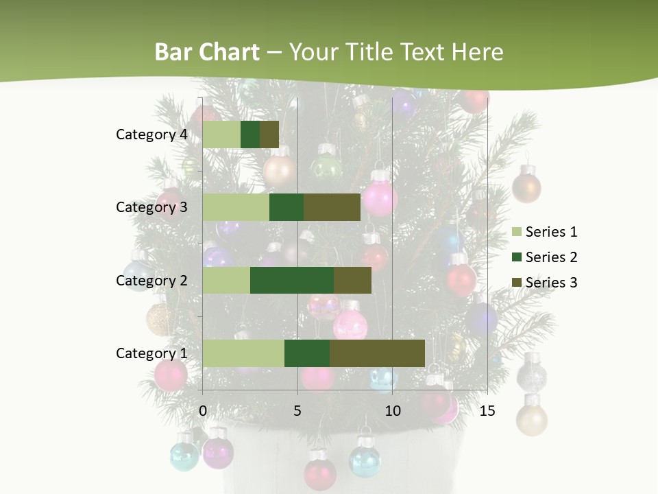 A Small Christmas Tree In A Pot With Ornaments On It PowerPoint Template