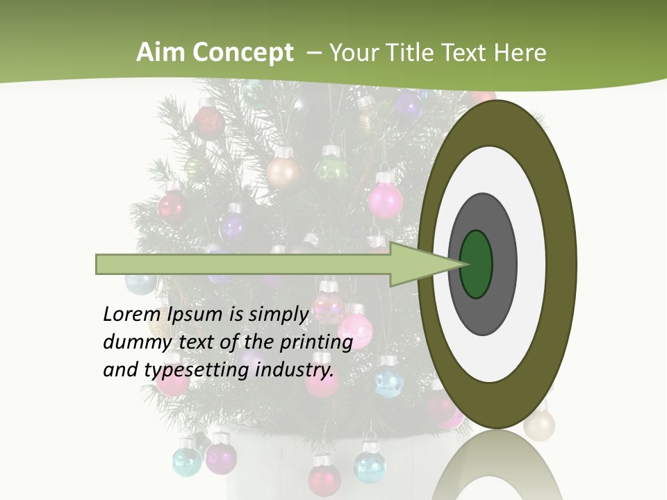 A Small Christmas Tree In A Pot With Ornaments On It PowerPoint Template