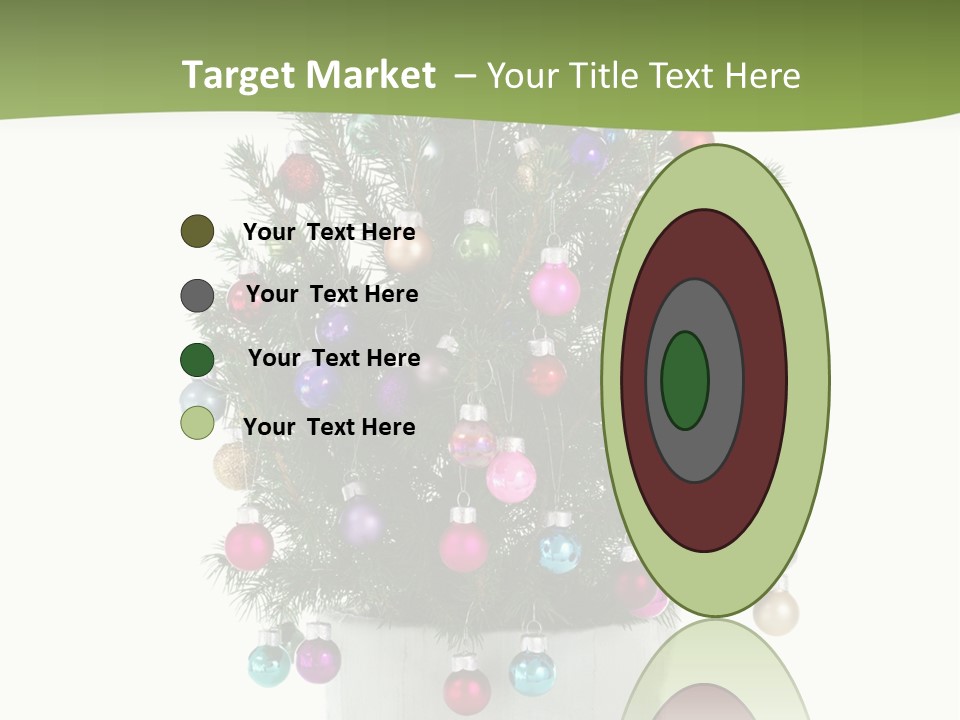 A Small Christmas Tree In A Pot With Ornaments On It PowerPoint Template