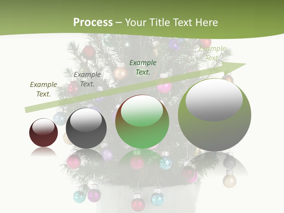 A Small Christmas Tree In A Pot With Ornaments On It PowerPoint Template