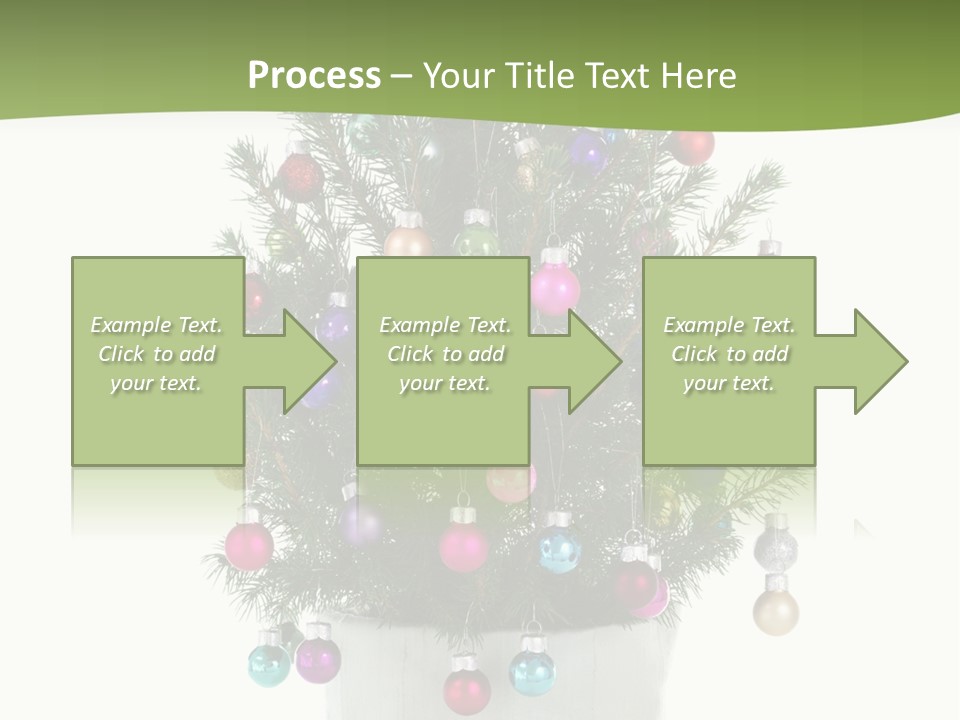 A Small Christmas Tree In A Pot With Ornaments On It PowerPoint Template