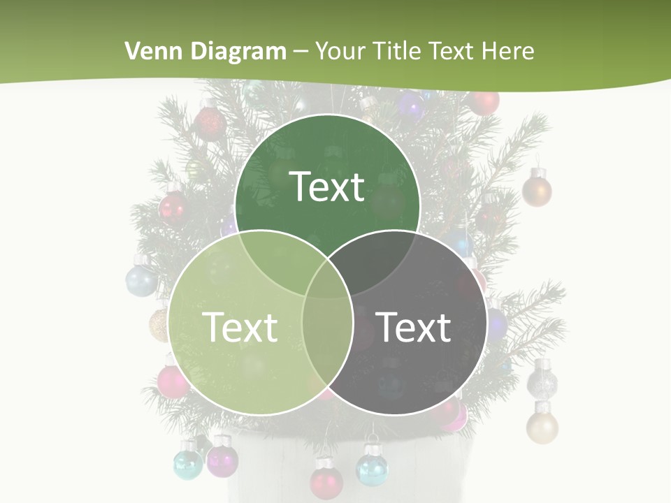A Small Christmas Tree In A Pot With Ornaments On It PowerPoint Template