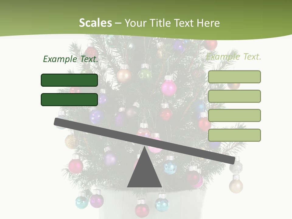 A Small Christmas Tree In A Pot With Ornaments On It PowerPoint Template